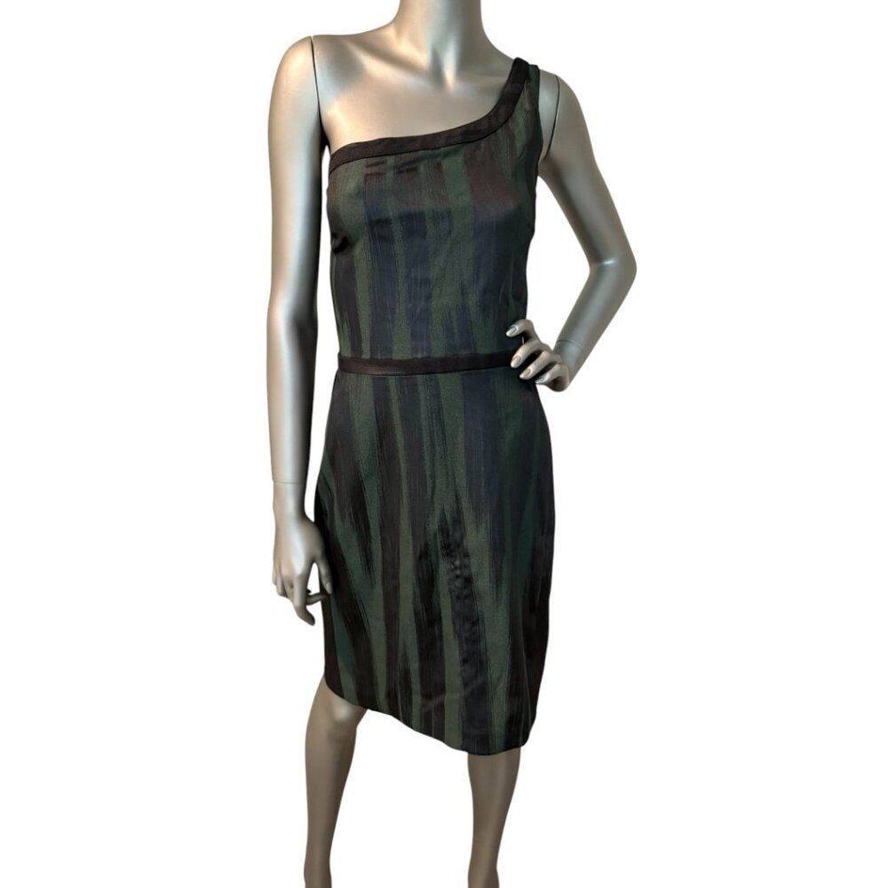 Jay Godfrey Dinner Dress Green Striped Above the Knee Sheath Size 6 NWT